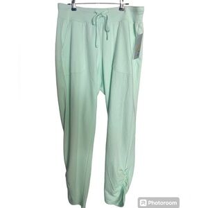 NEW Zelle by. Nordstrom Placid  Green Drawstring Ankle Ruched Pants Large